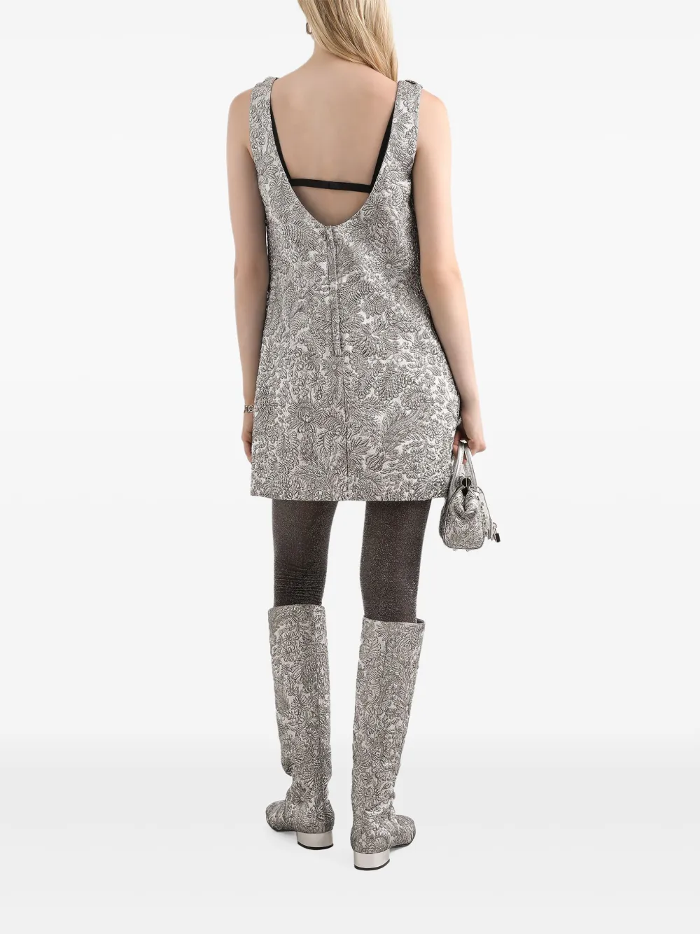 Dolce & Gabbana Mini-jurk met bloemen jacquard - Zilver
