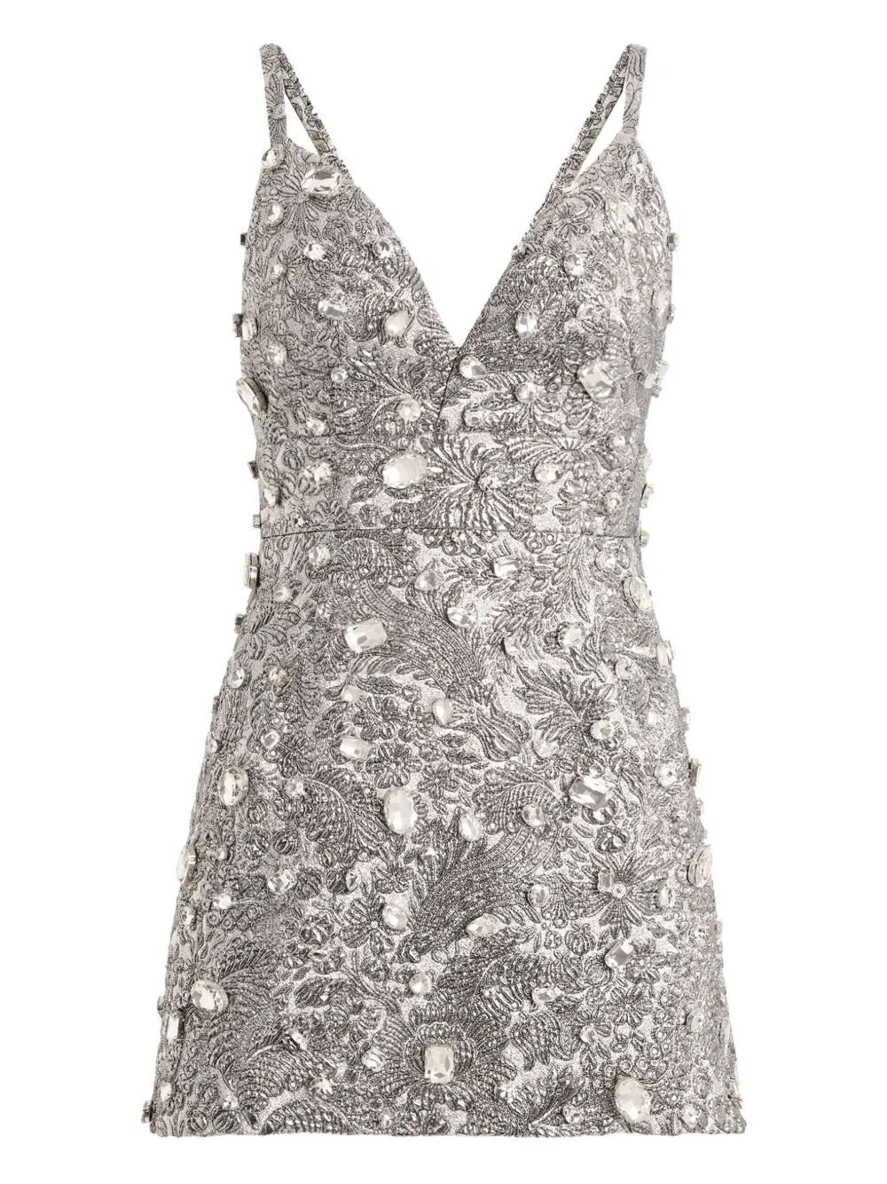 Dolce & Gabbana Floral-jacquard Mini Dress In Gray