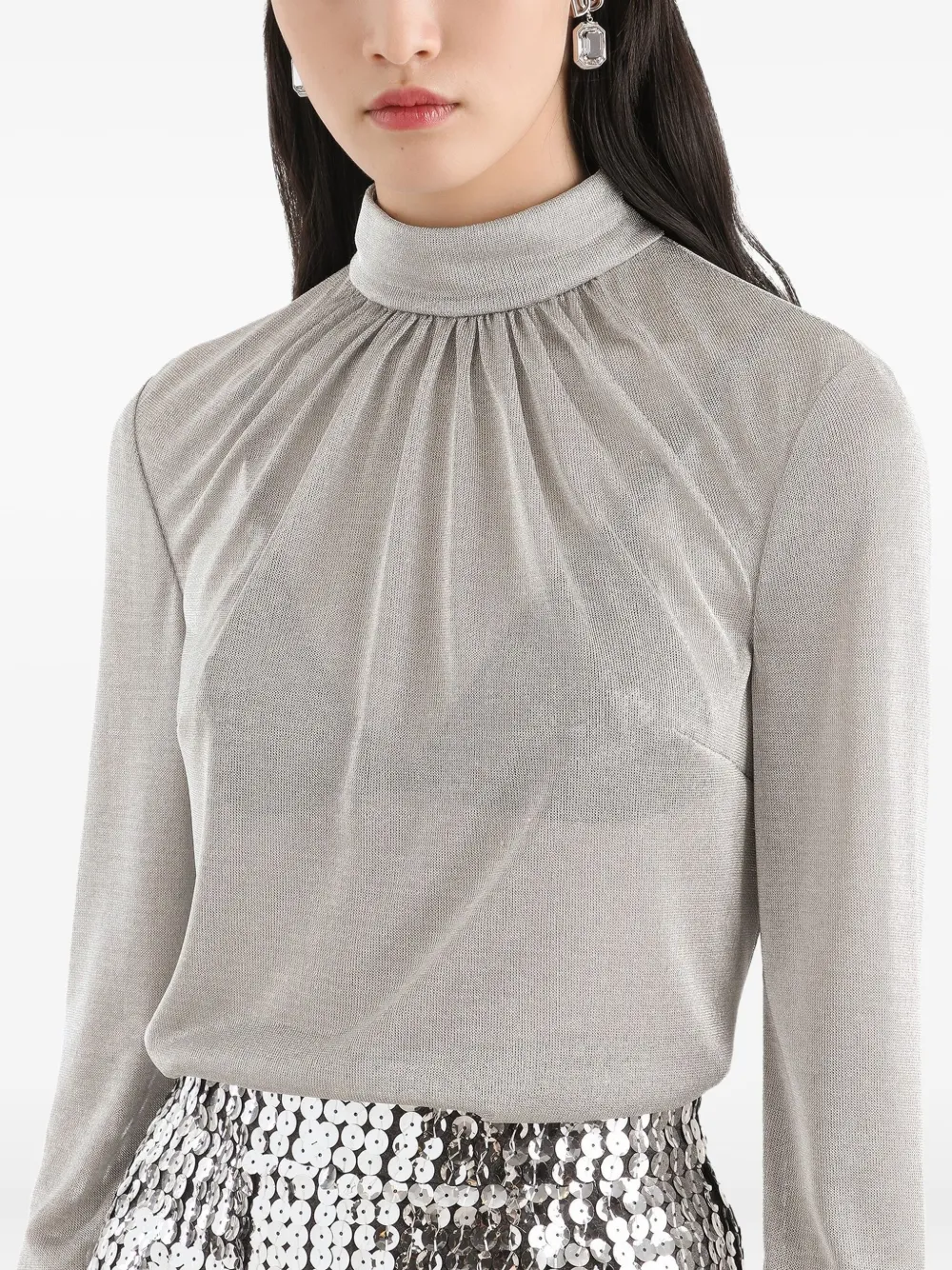 Dolce & Gabbana Lamé Jersey Top In Gray