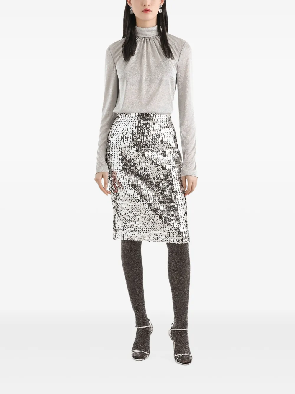 Dolce & Gabbana Lamé Jersey Top In Gray