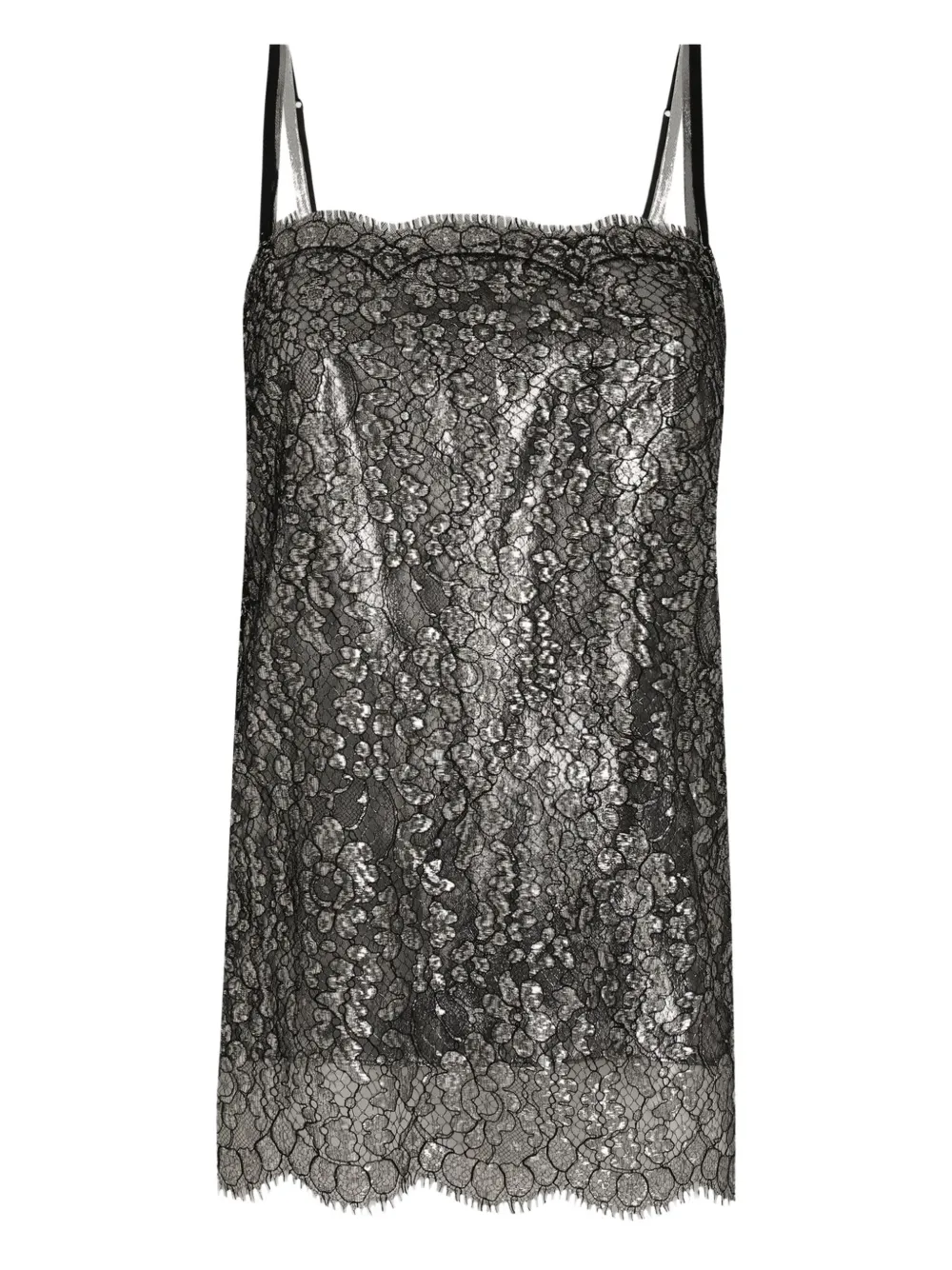 Dolce & Gabbana Lamé Lace Top In Black