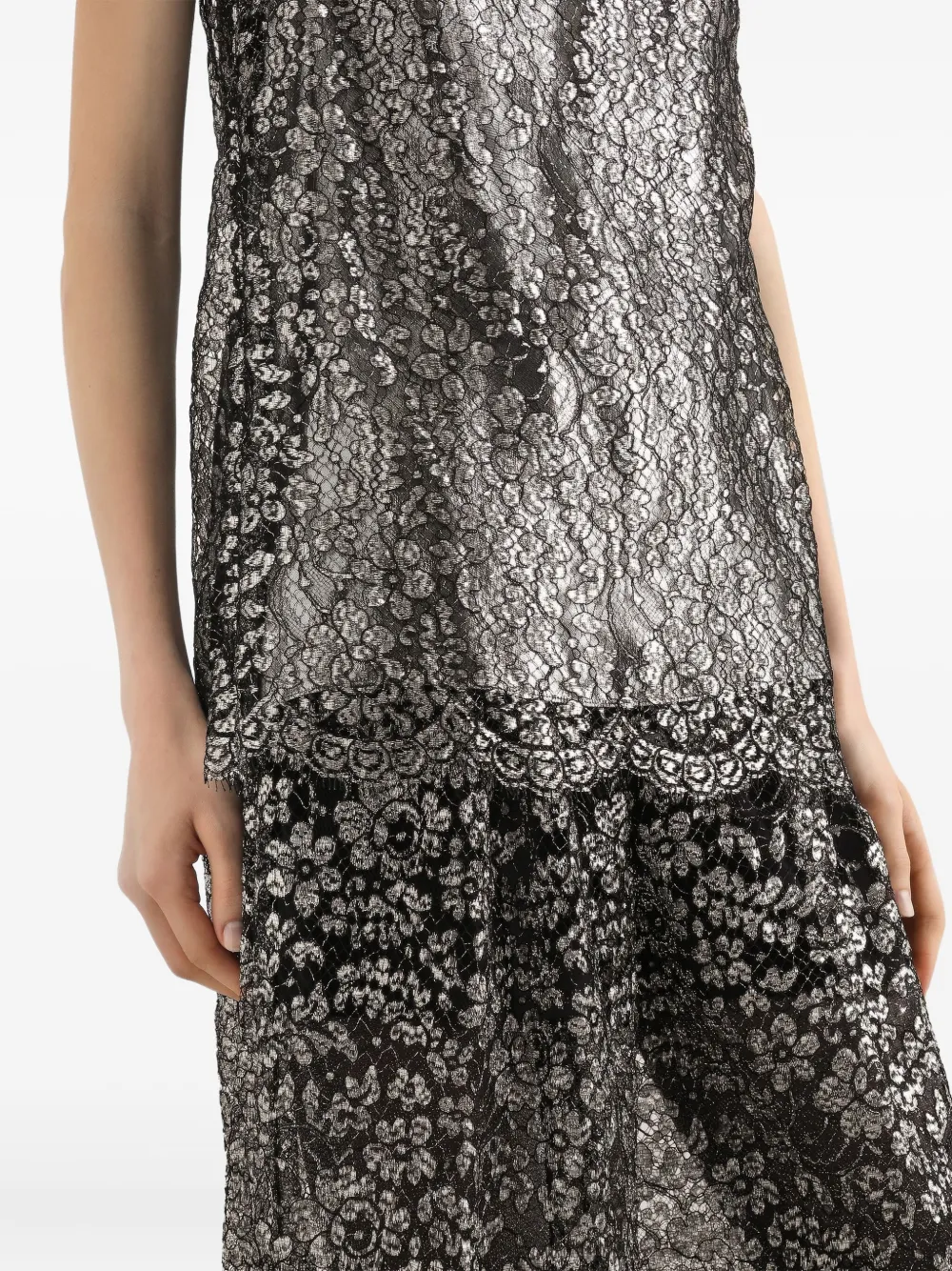Dolce & Gabbana Lamé Lace Top In Black