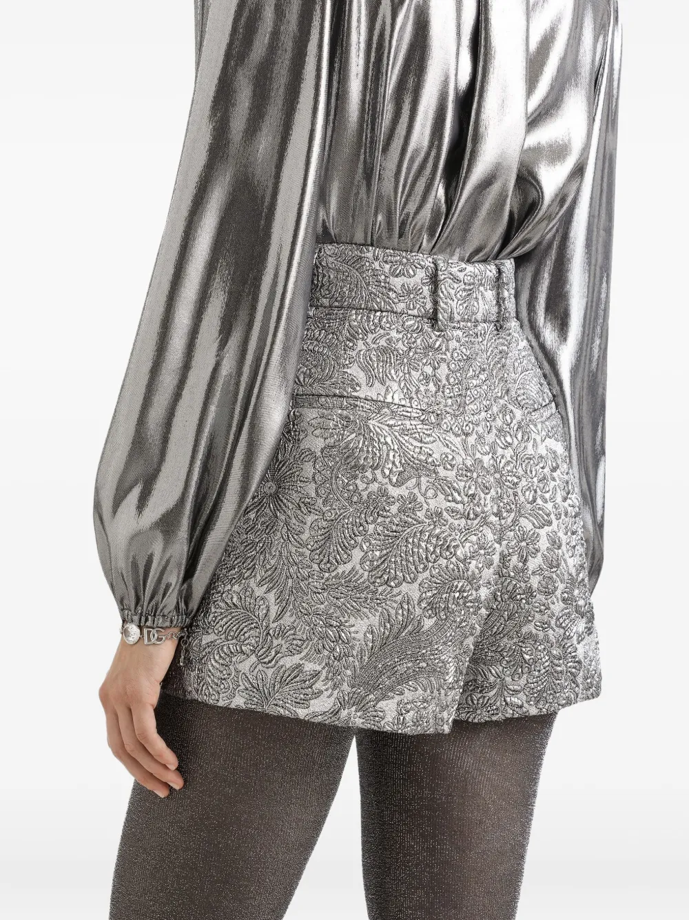 Dolce & Gabbana Floral-jacquard Shorts In Gray