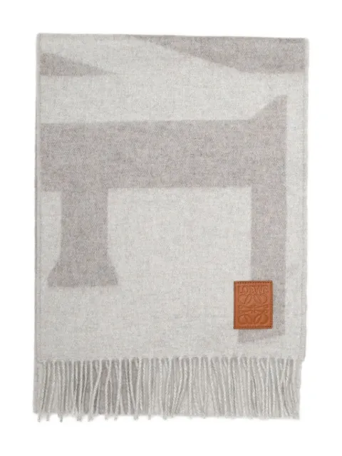 LOEWE logo fringed scarf