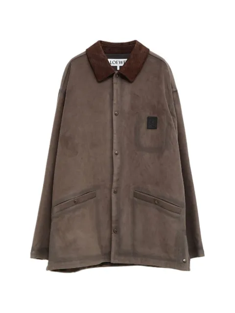 LOEWE corduroy-collar logo-patch  jacket
