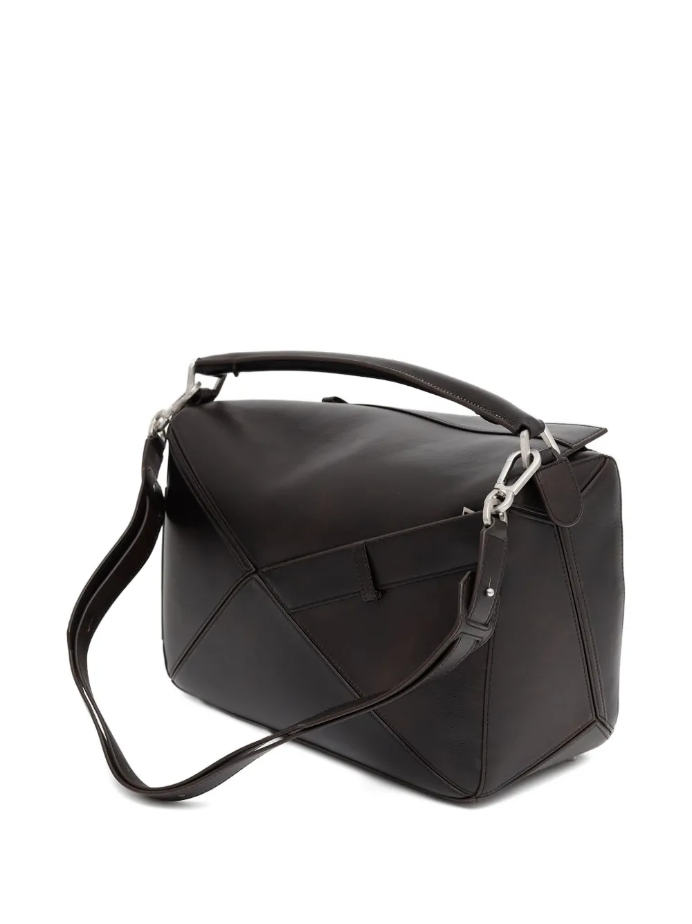  Loewe Large Puzzle Geometric-panel Tote Bag - Brown 