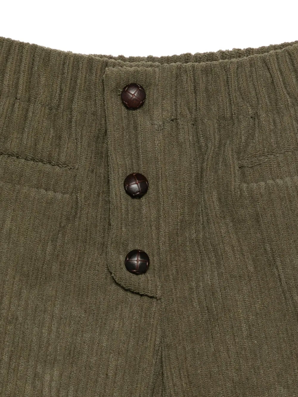 La Stupenderia Ribfluwelen shorts met knoopsluiting Groen