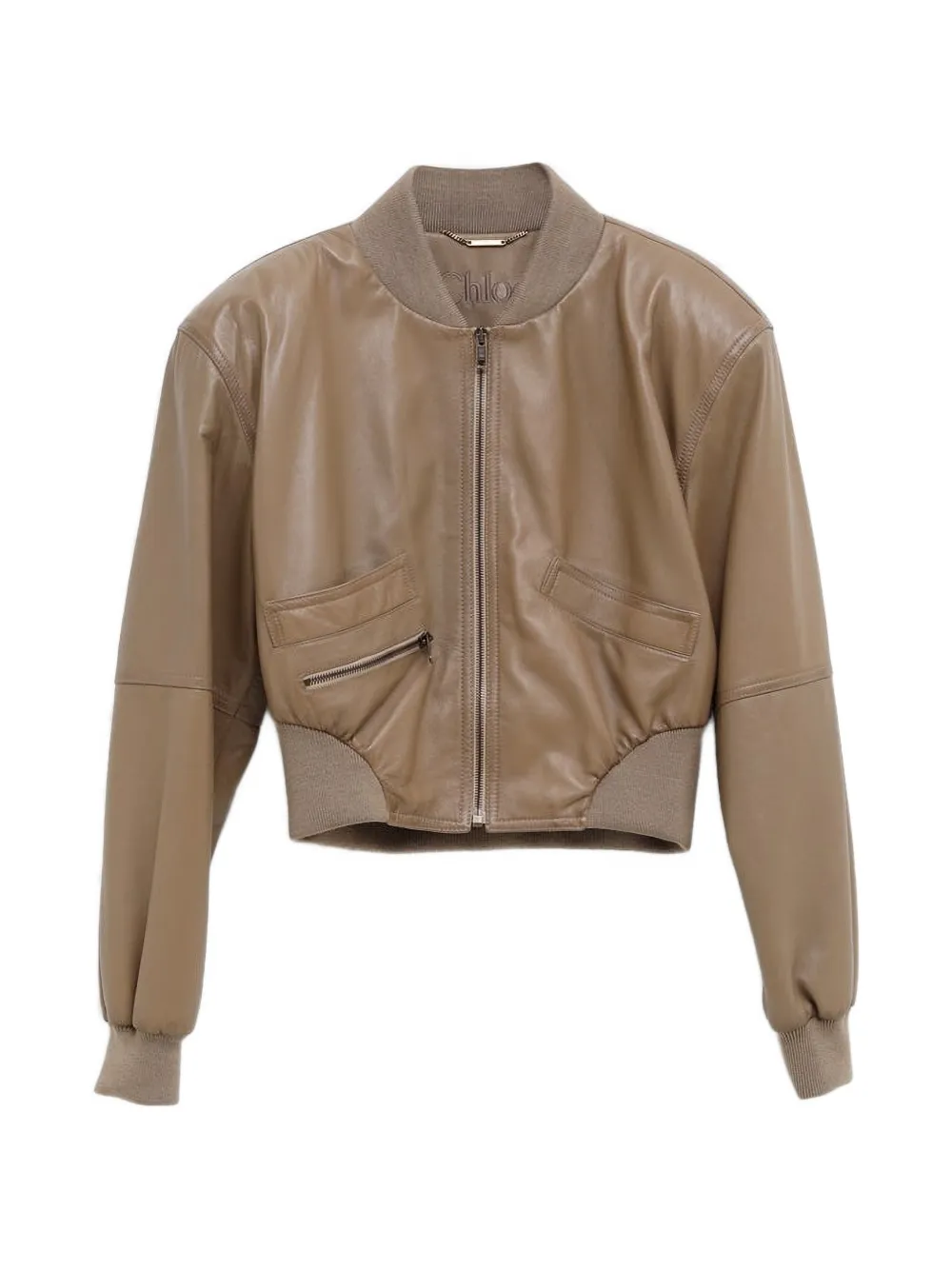 Chloé zip leather jacket - Marrone