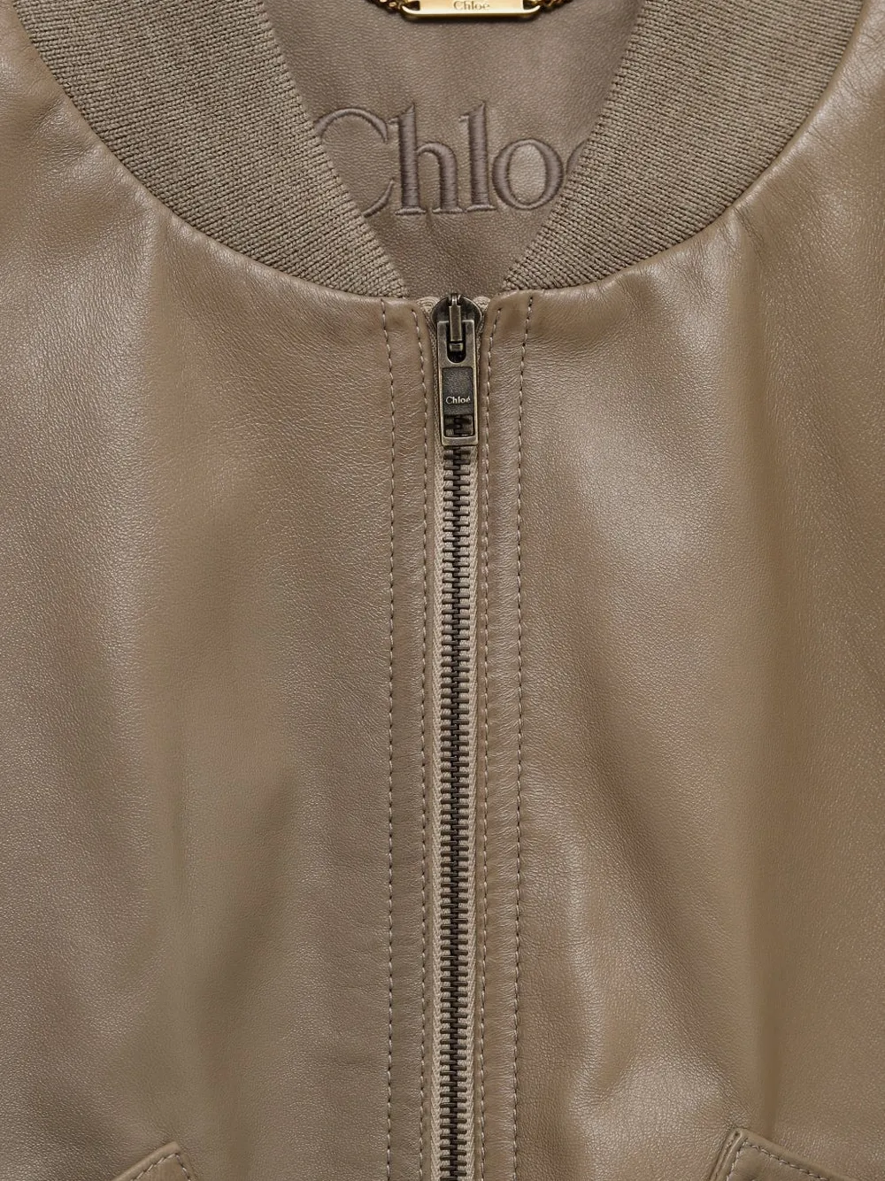  Chloé Zip Leather Jacket - Brown 