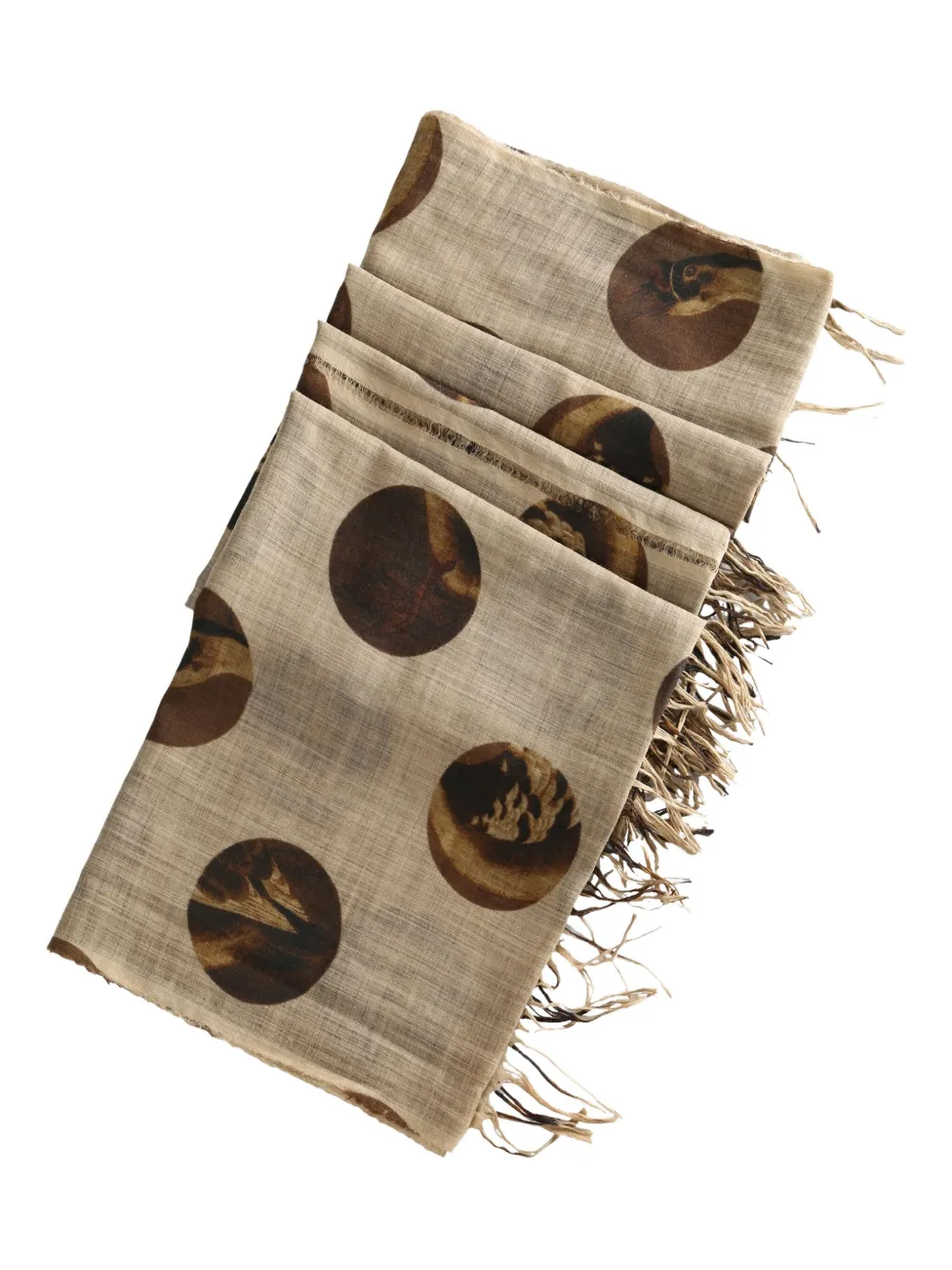 Uma Wang Polka-dot Fringed Scarf In Brown