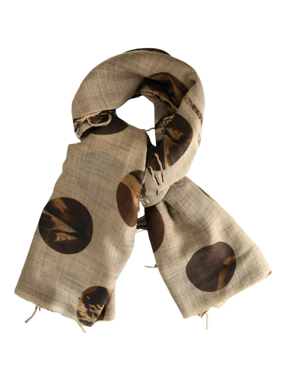 Uma Wang Polka-dot Fringed Scarf In Brown