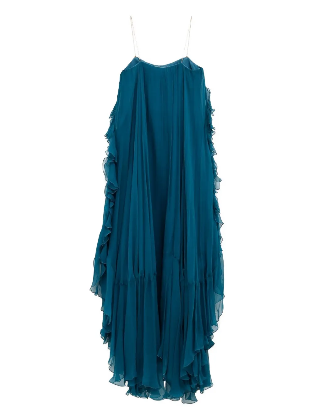 Chloé Ruffled Silk Dress In Blue