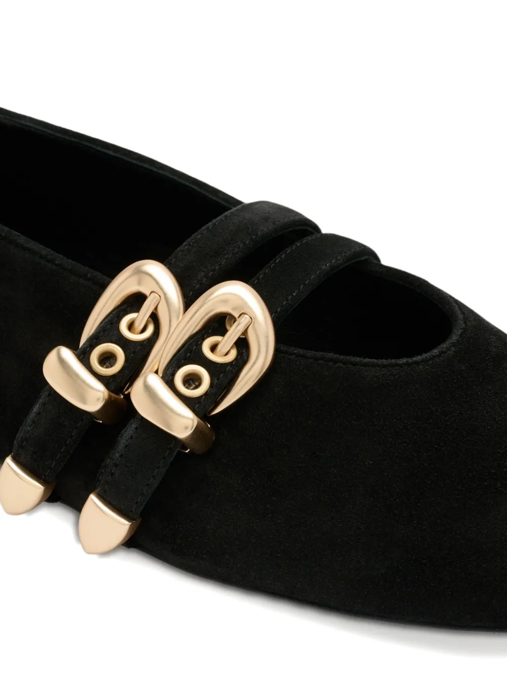 Stuart Weitzman Maven Buckle-strap Ballet Flats In Black