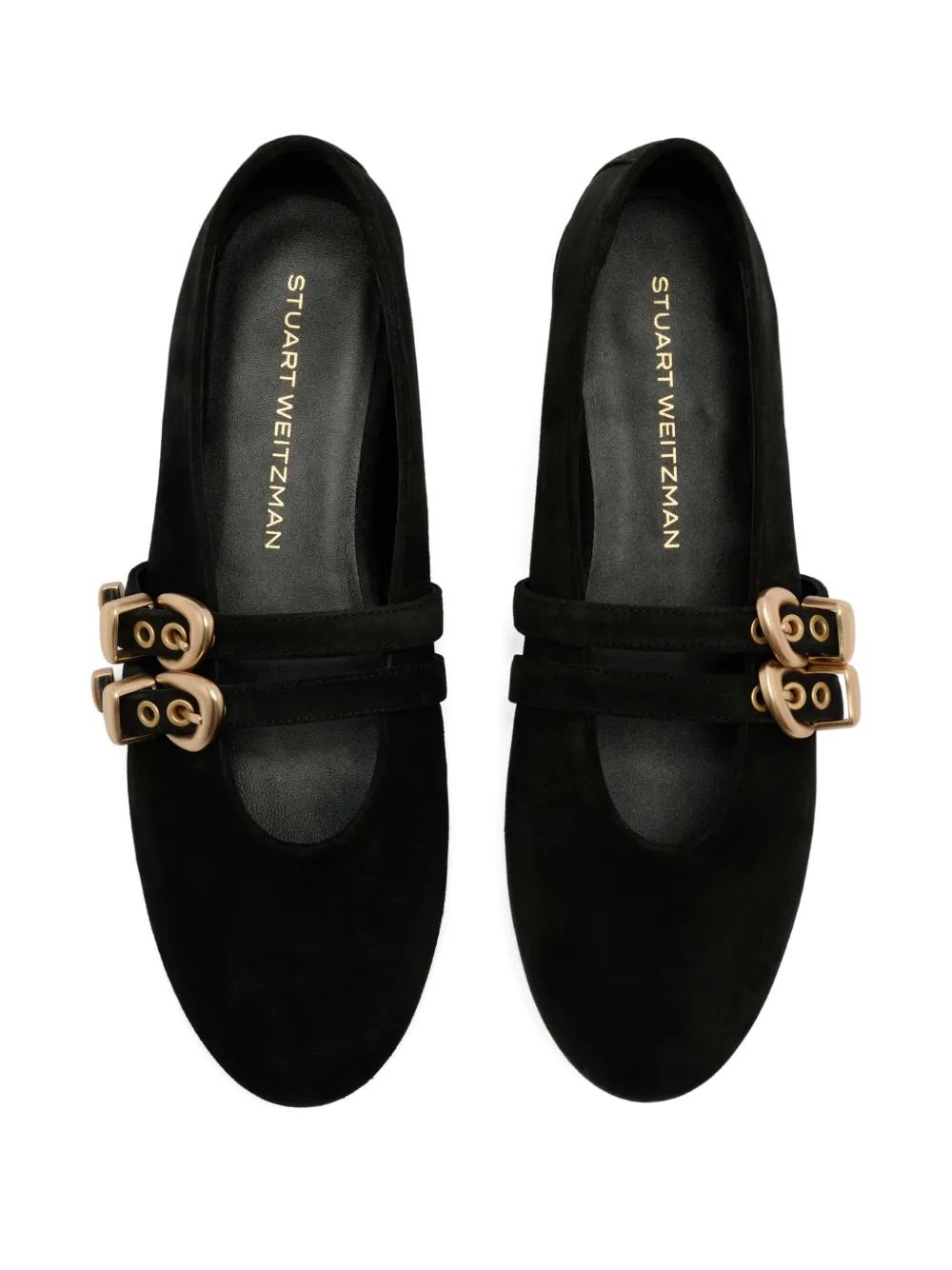 Stuart Weitzman Maven Buckle-strap Ballet Flats In Black