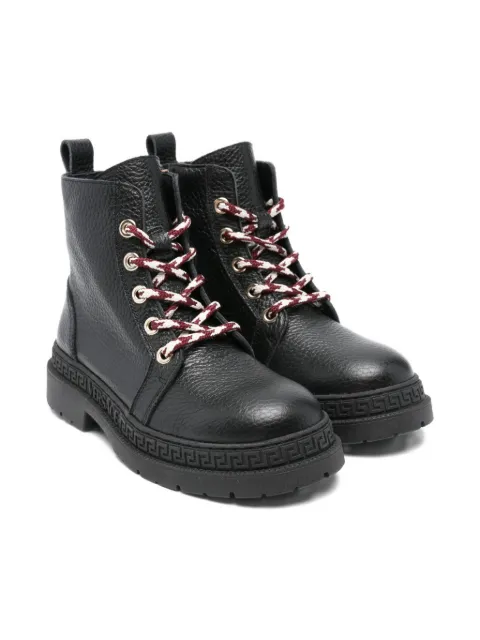Versace Kids logo grained-leather boots