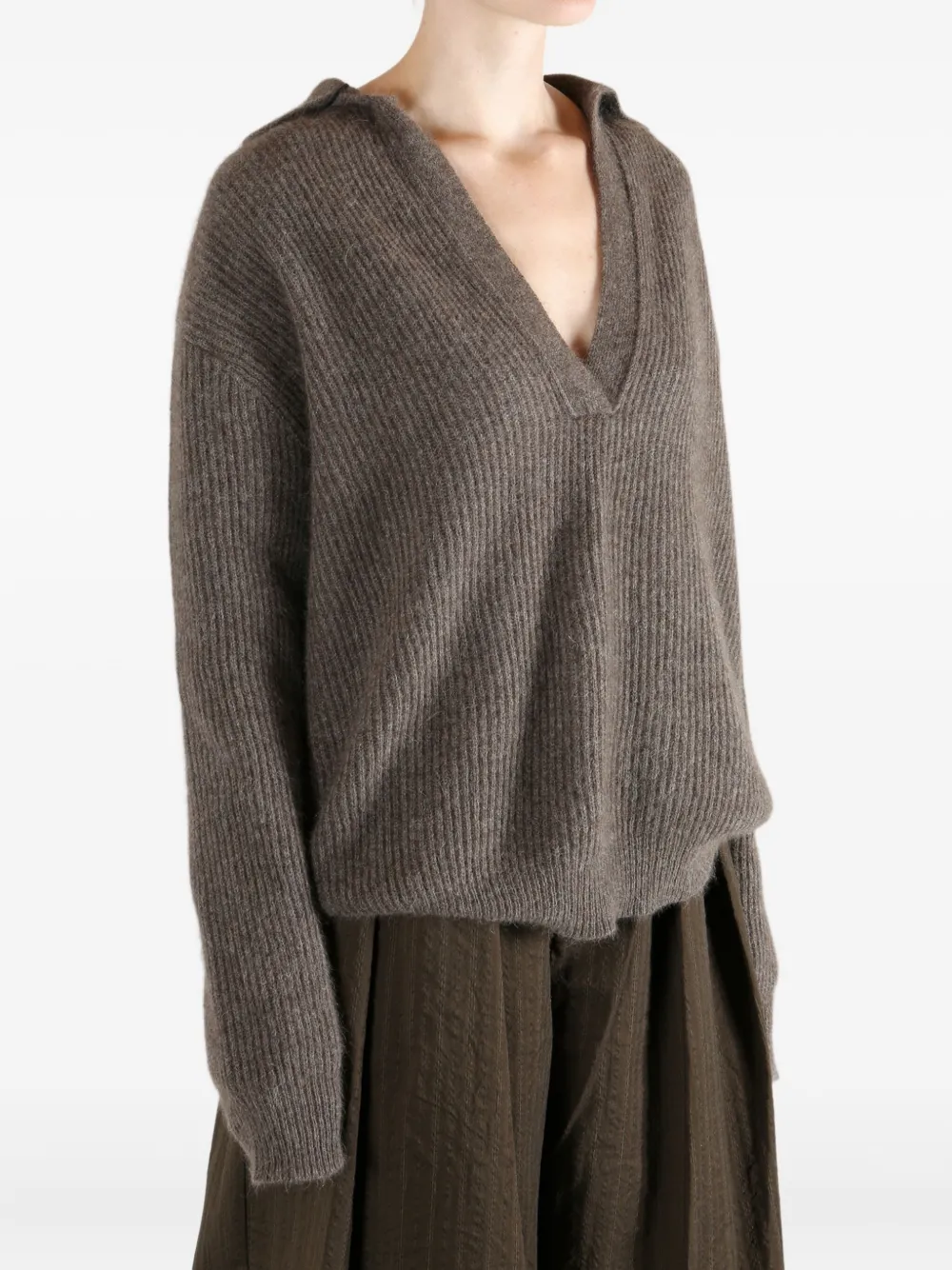 Uma Wang Polotop met V-hals Bruin