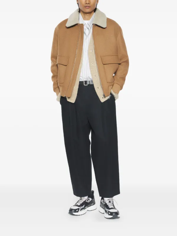 Maison Kitsuné shearling-collar Pocket Jacket | Brown | FARFETCH JO