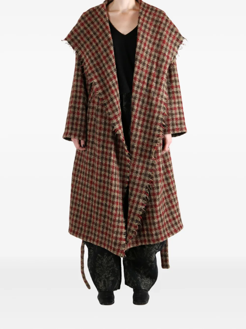 Uma Wang checked oversized coat - Beige