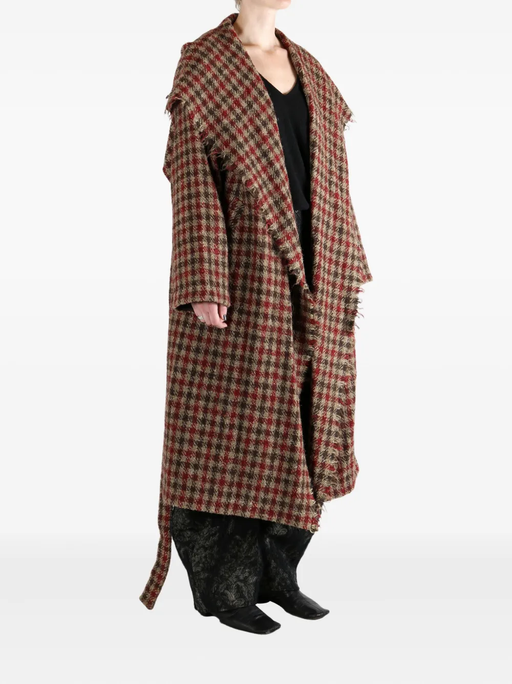 Uma Wang Checked Oversized Coat In Multi