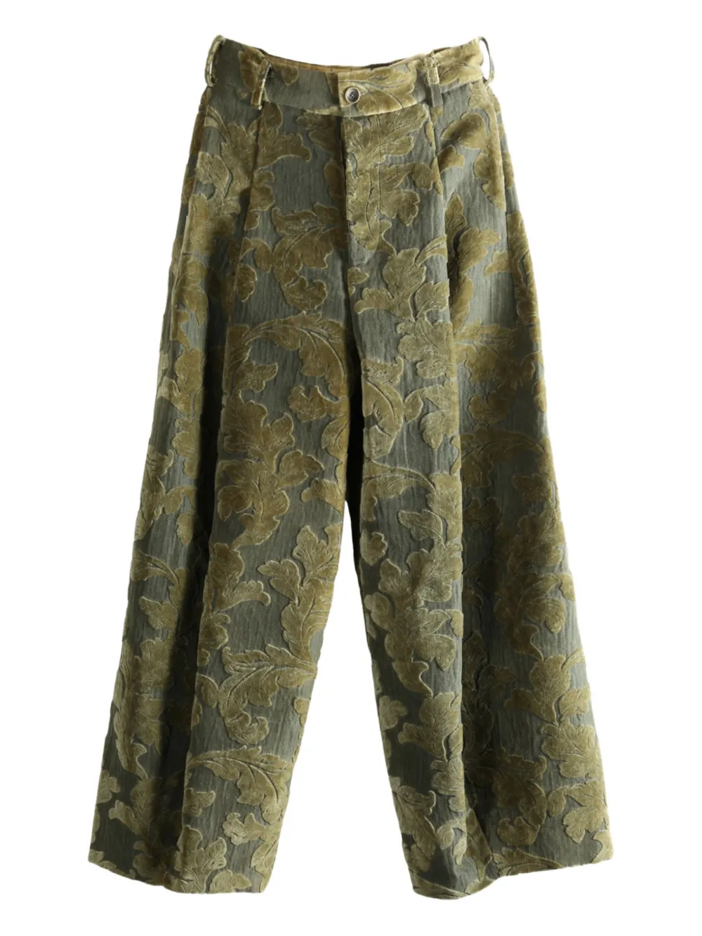 Uma Wang Jacquard Palazzo Trousers In Green