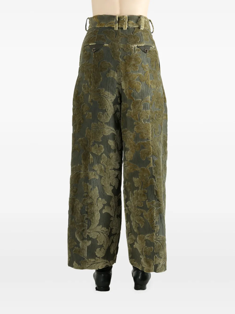 Uma Wang Jacquard Palazzo Trousers In Green