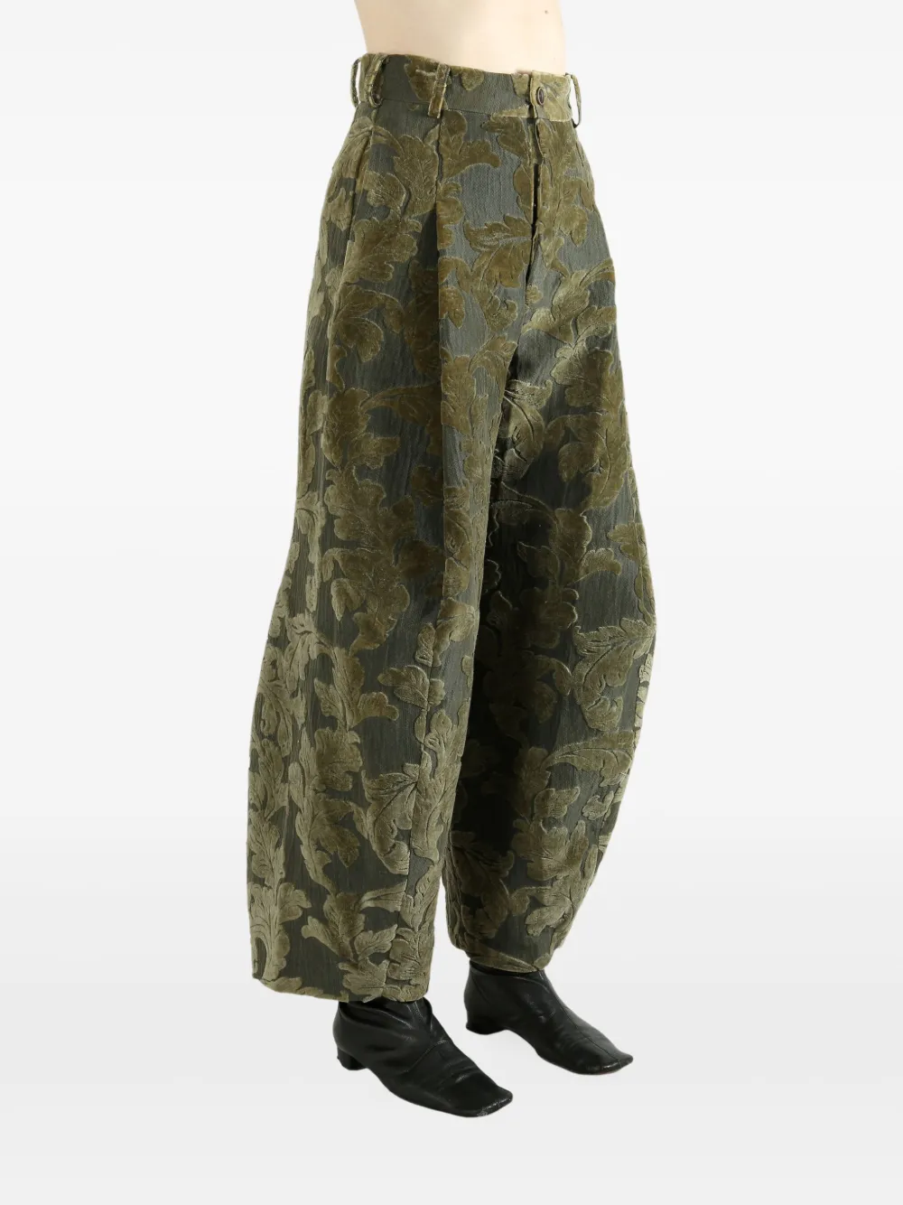 Uma Wang Jacquard Palazzo Trousers In Green