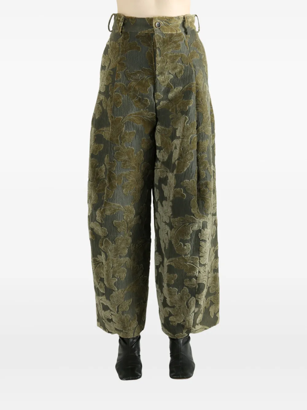 Uma Wang jacquard palazzo trousers - Groen