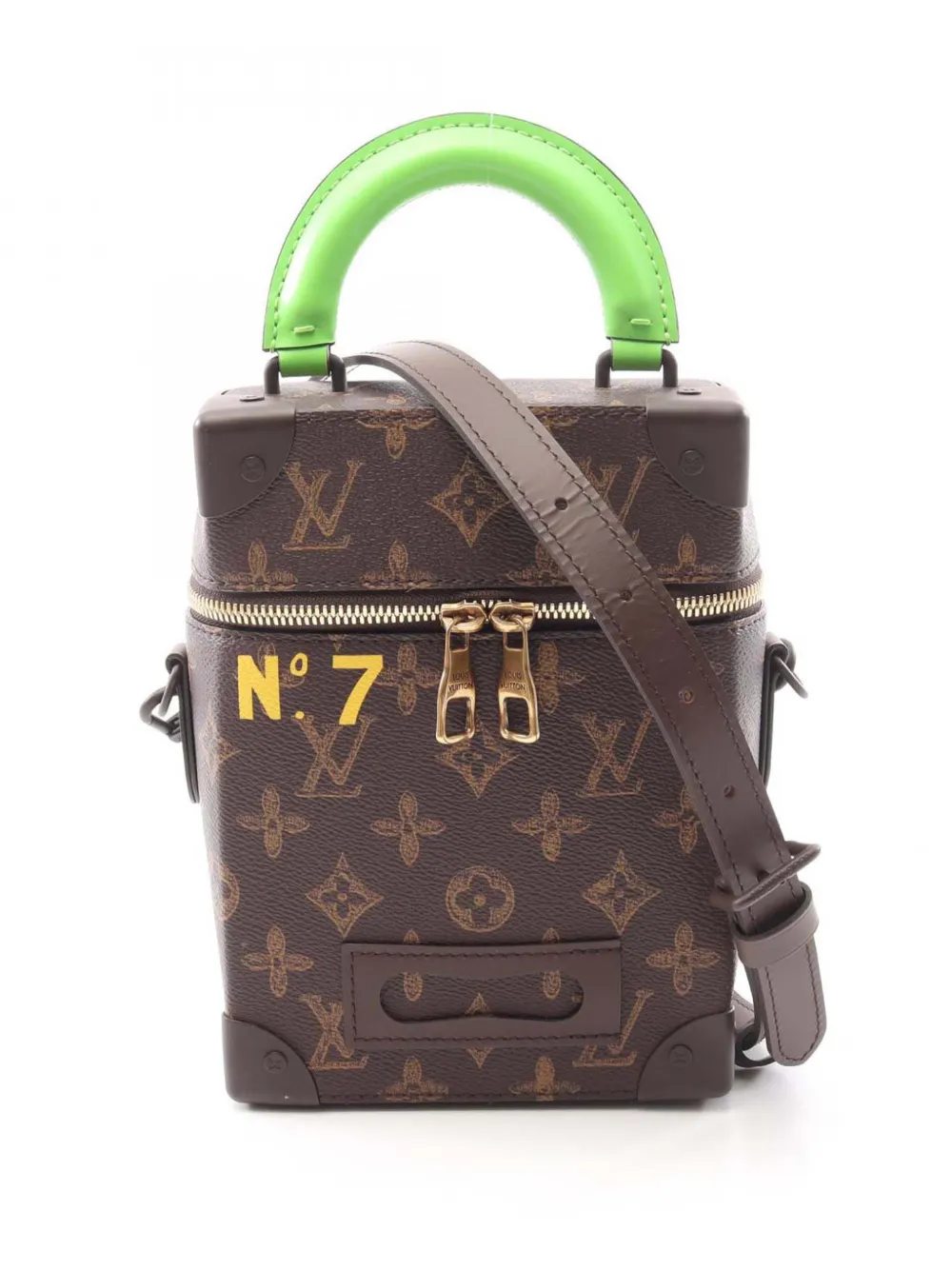 Pre-owned Louis Vuitton 2021-2025 Monogram Vertical Box Trunk Satchel In Brown