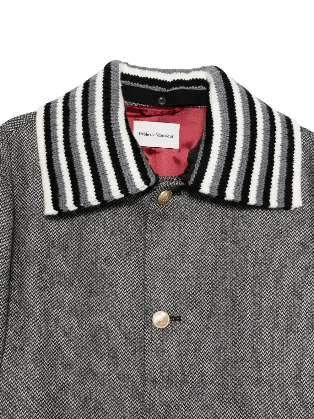 Drôle De Monsieur Jas met gestreepte kraag en ceintuur Grijs