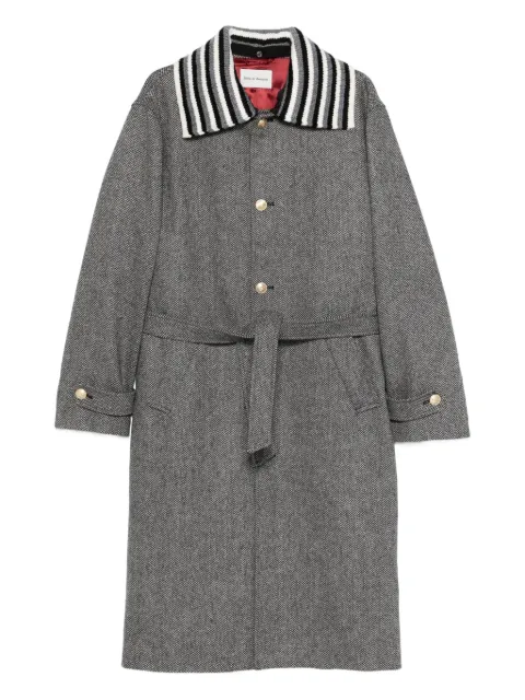 Drôle De Monsieur striped-collar belted coat