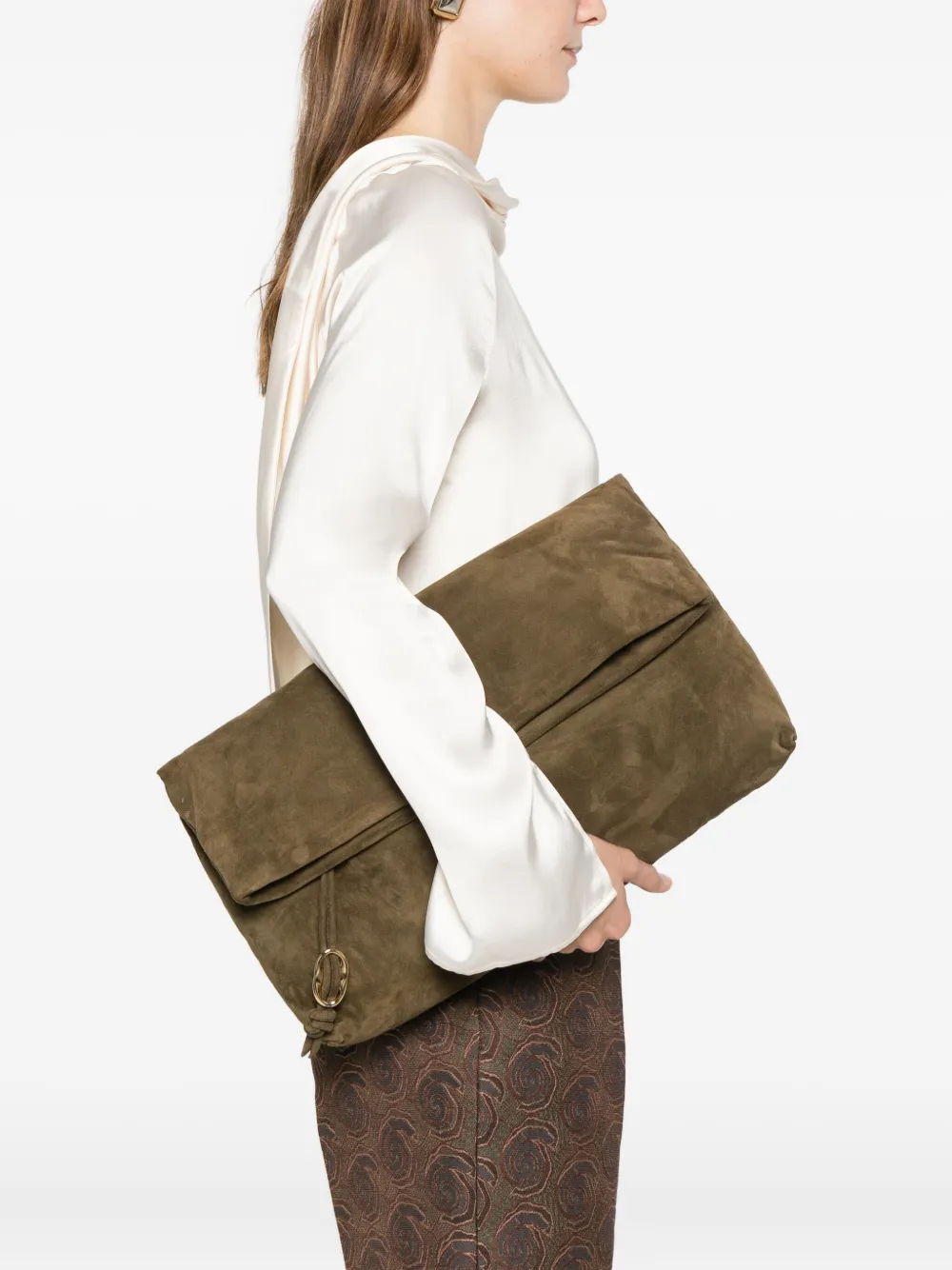 Tela Flap Ring Crossbody Bag In Green