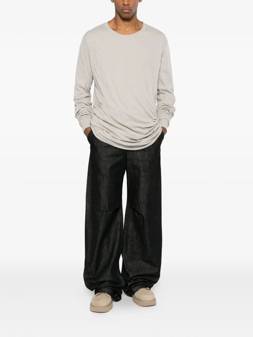 Rick Owens Jumbo long-sleeves T-Shirt - Beige