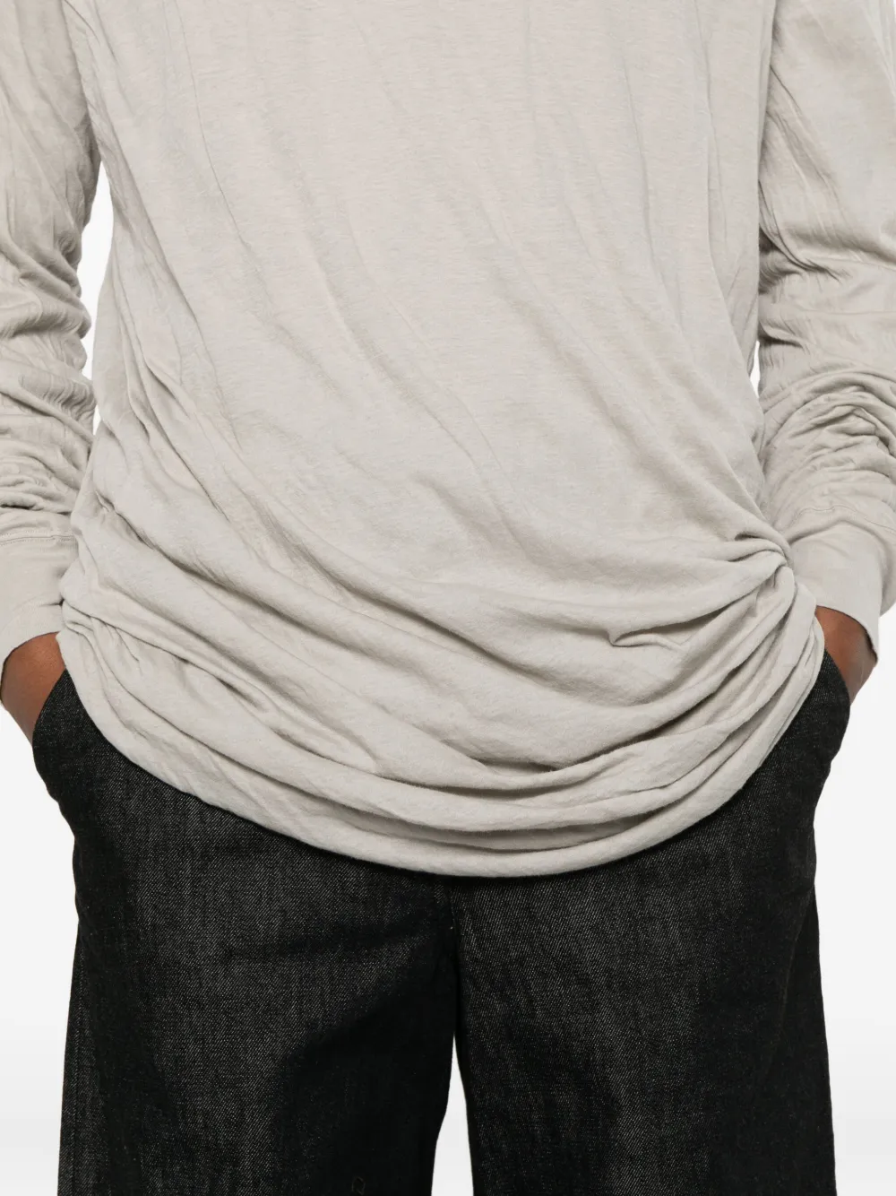 Rick Owens Jumbo T-shirt met lange mouwen Beige