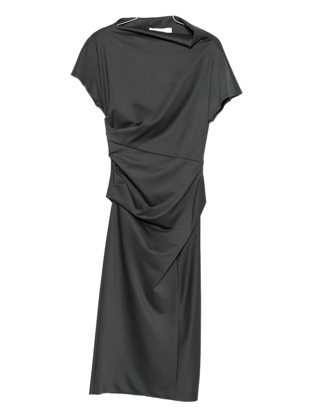 Tela Ruched-detail Midi Dress In Gray