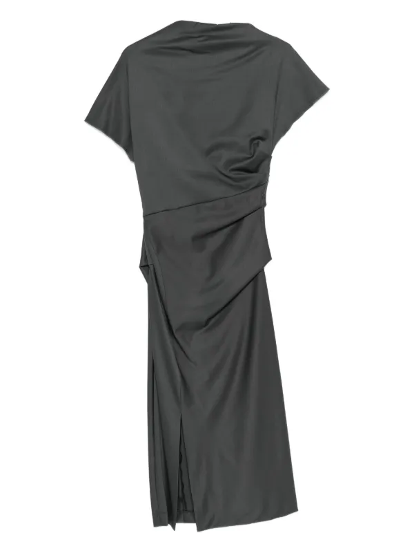grey ruched midi dress Tela Ruched-detail Midi Dress