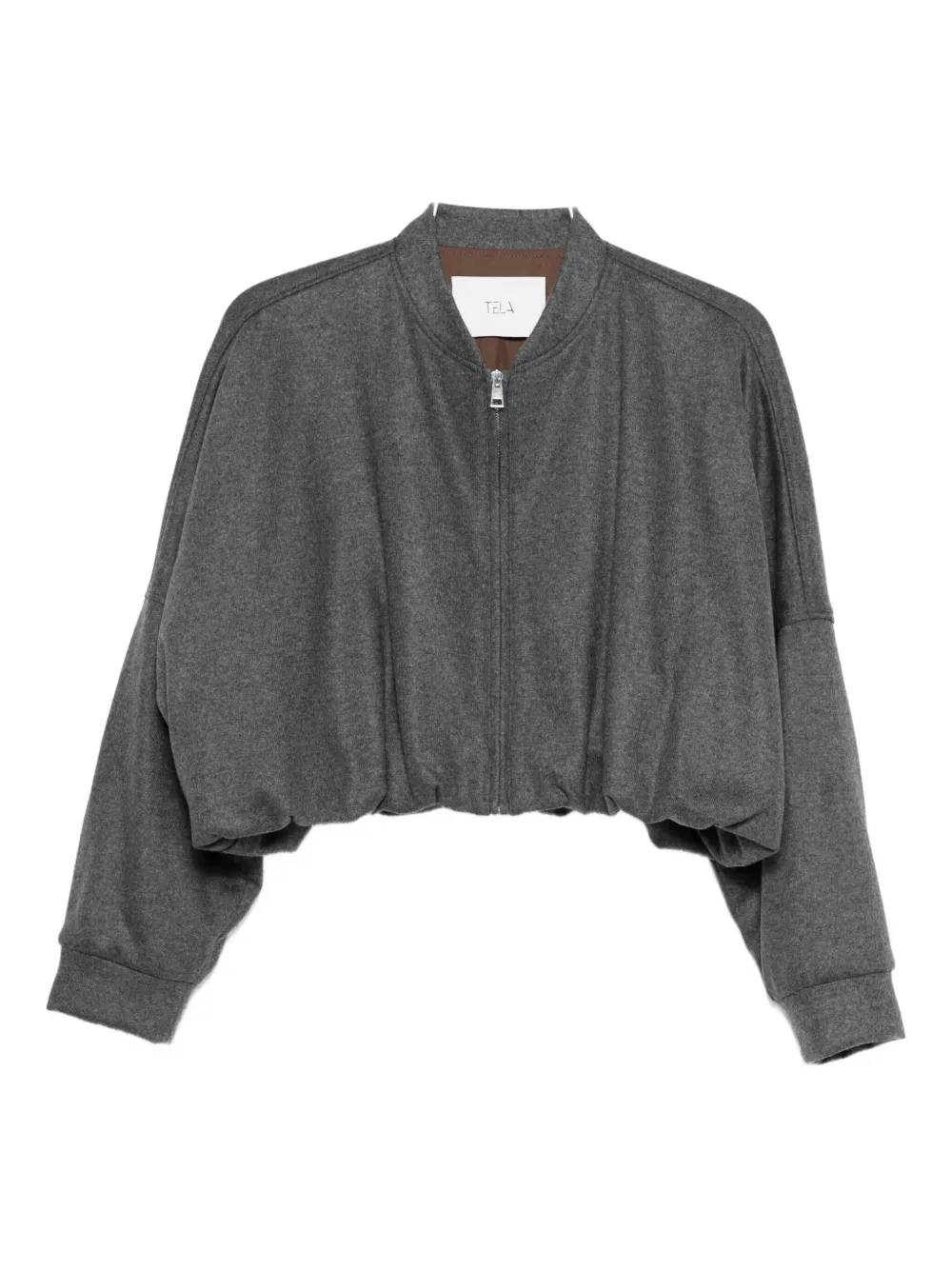 Tela Flannel Cropped Bomber Jacket In Gray