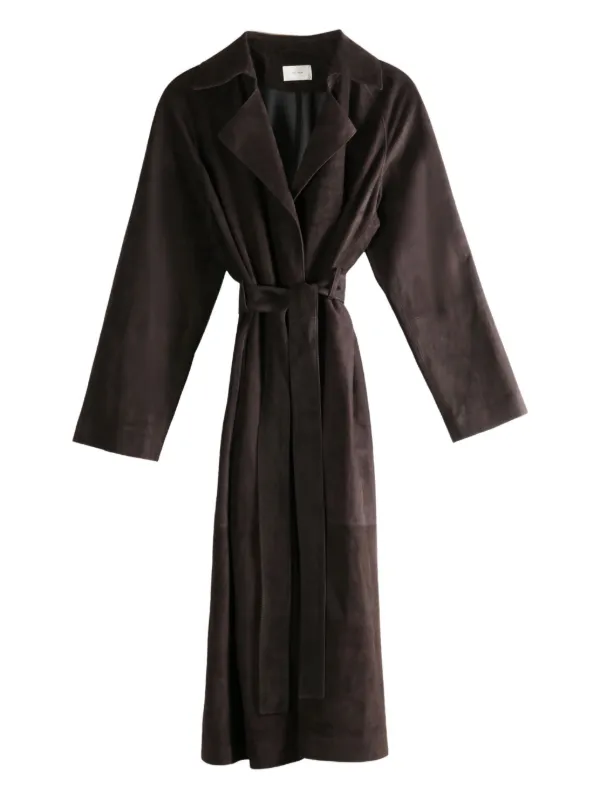 The Row Suede Coat in Brown