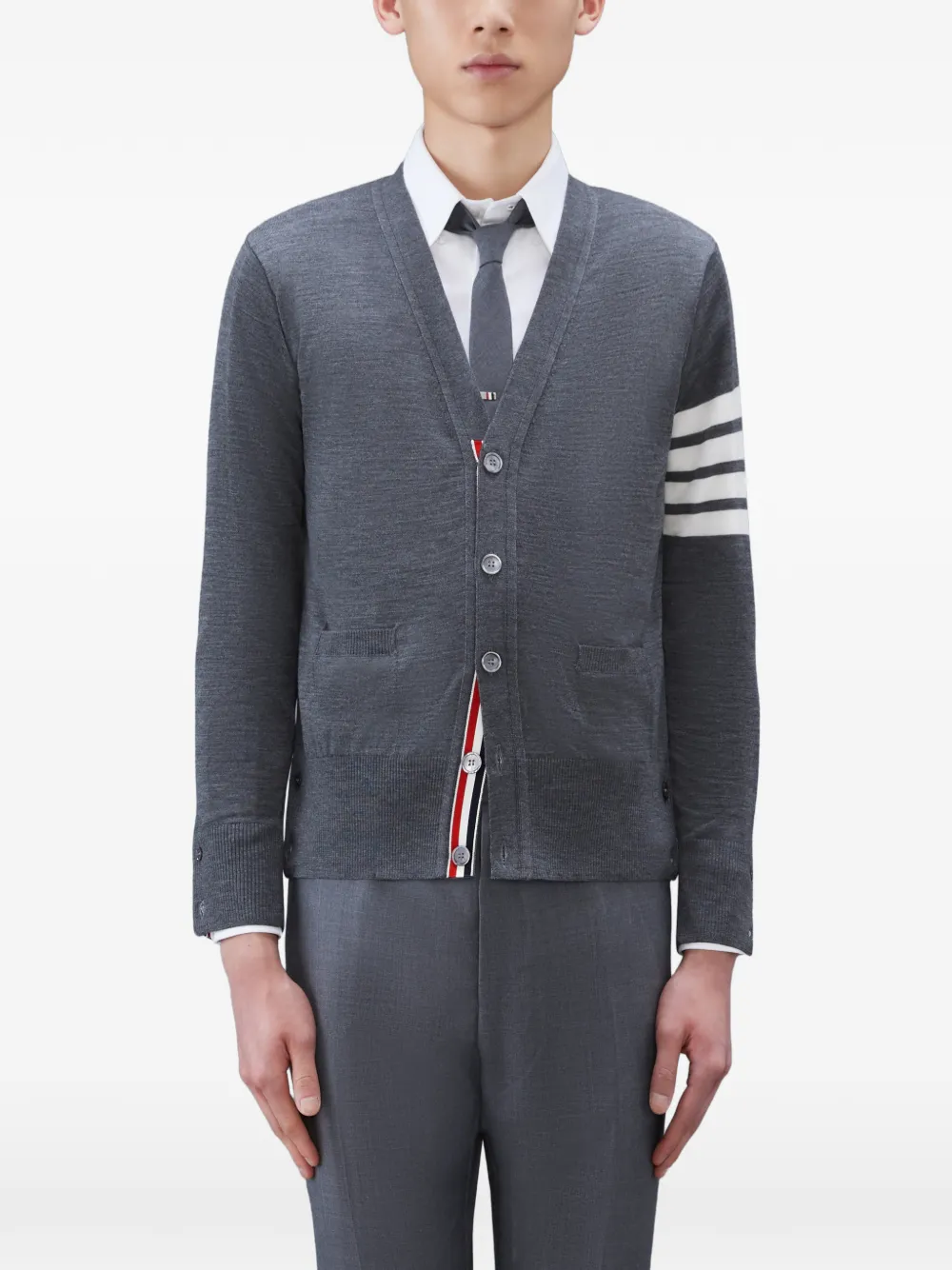 Thom Browne merino wool 4-Bar classic V-neck cardigan