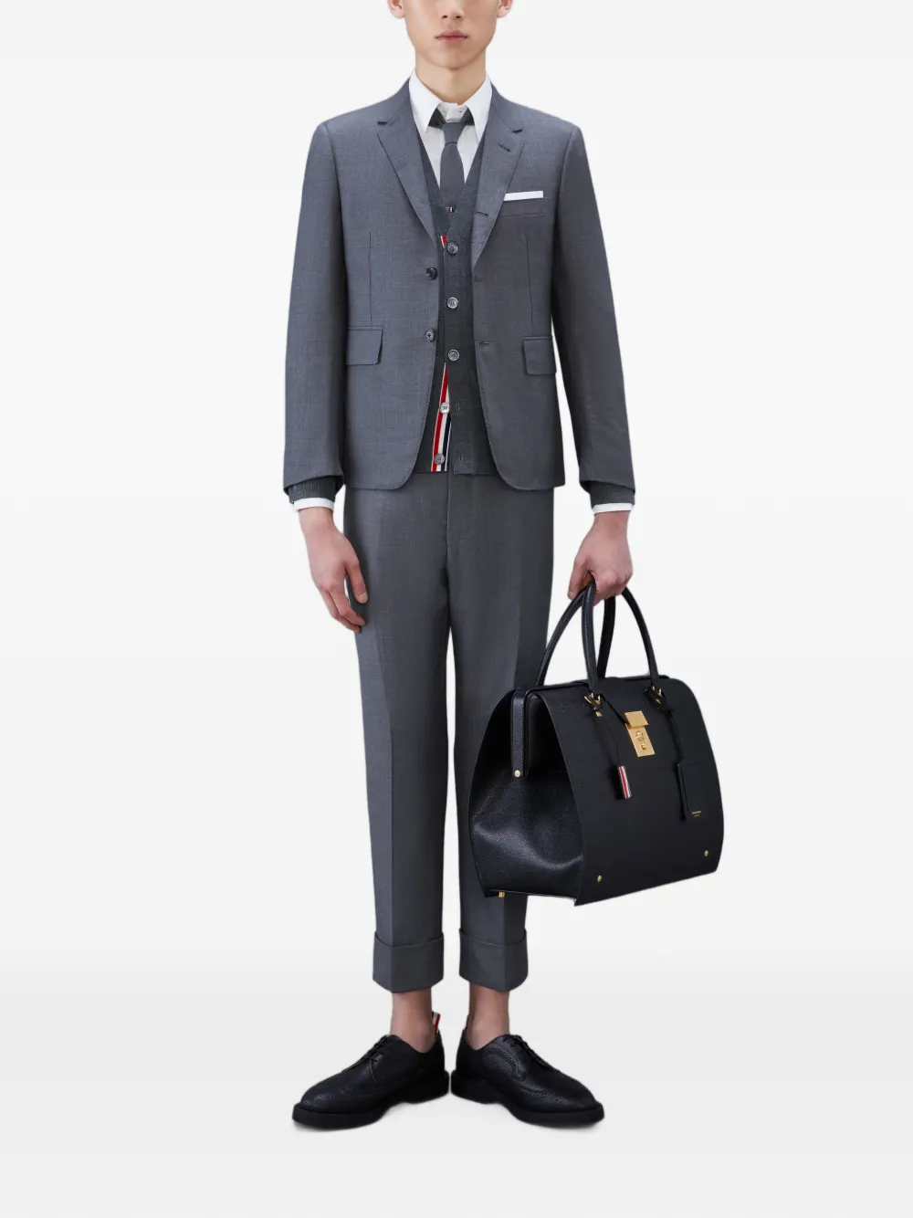 Thom Browne Vest met 4 strepen Grijs