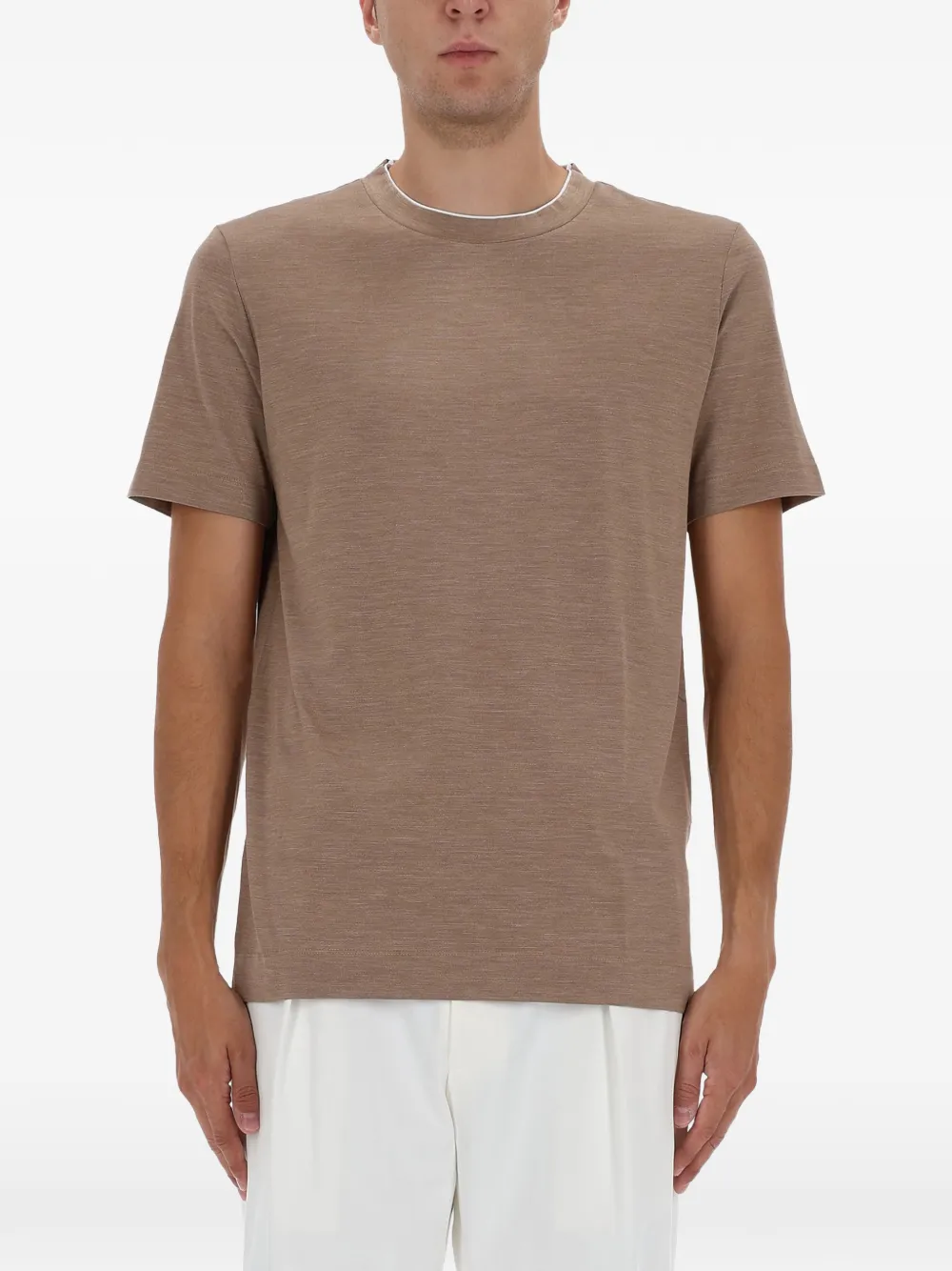 BOSS camel trim T-Shirt - Marrone