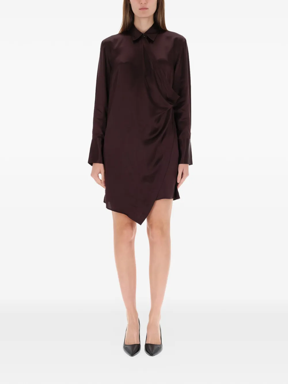 Helmut Lang draped silk dress - Bruin