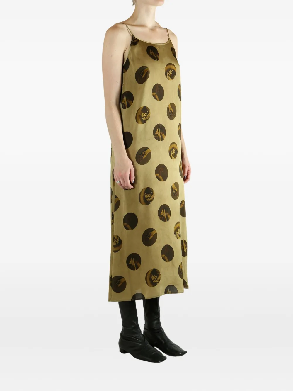 Uma Wang Spaghetti Strap Dress In Green