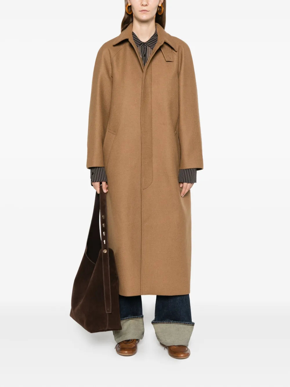 Apc Pocket Wool Coat In Brown