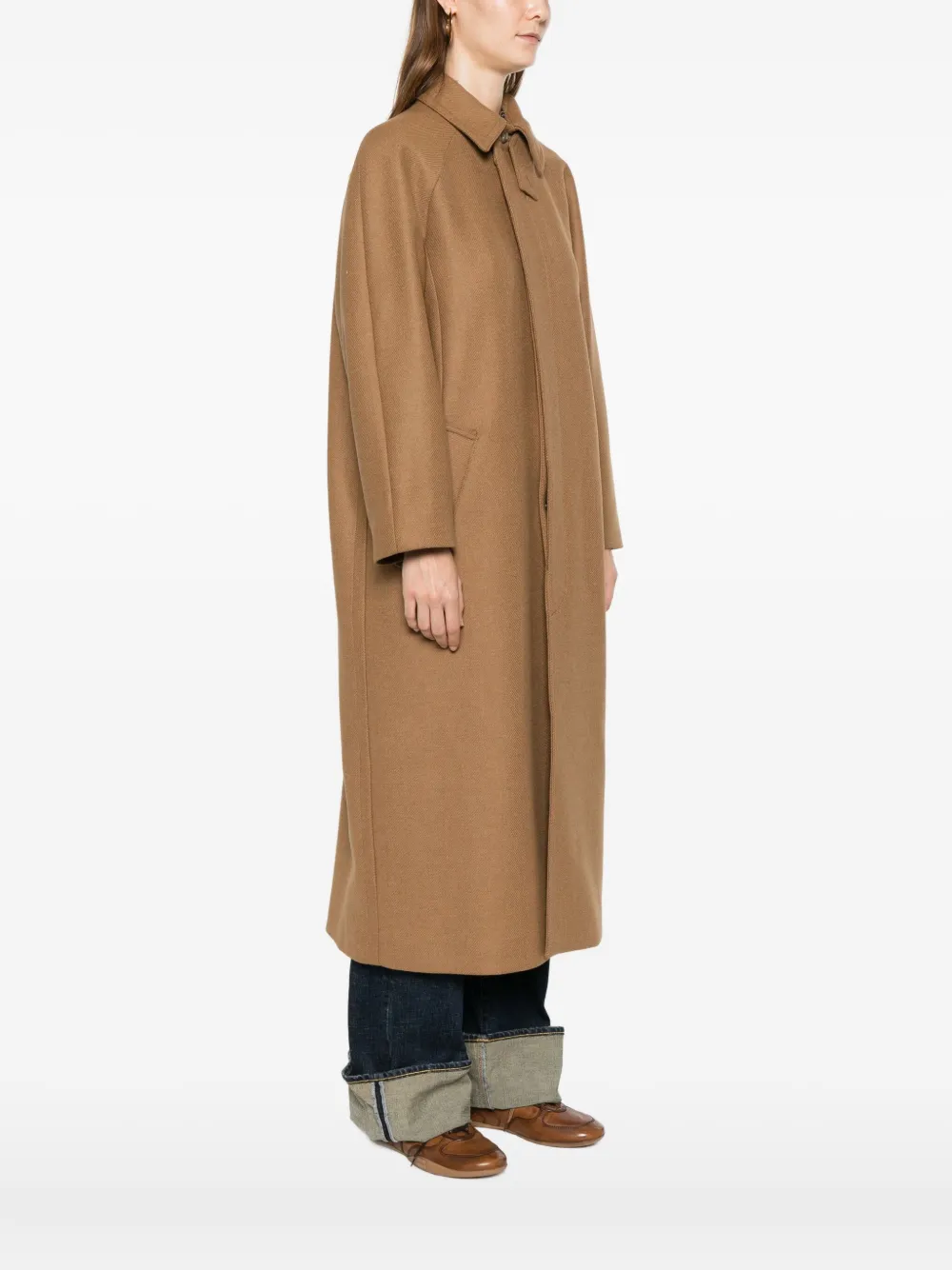 Apc Pocket Wool Coat In Brown