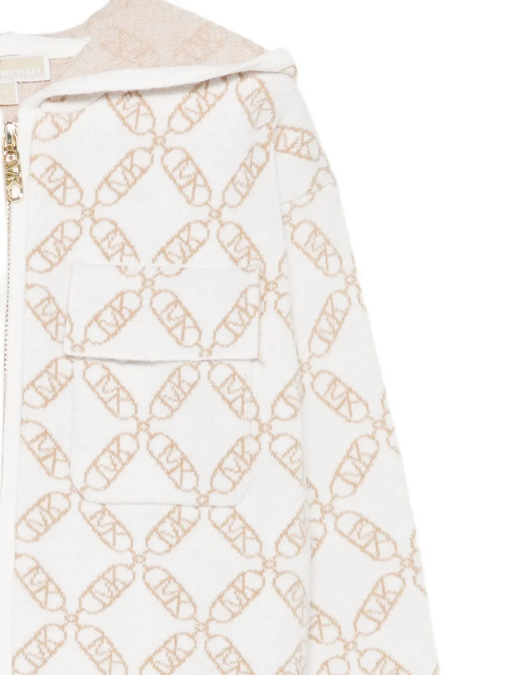 Michael Kors Zip-up Patterned Hoodie In White