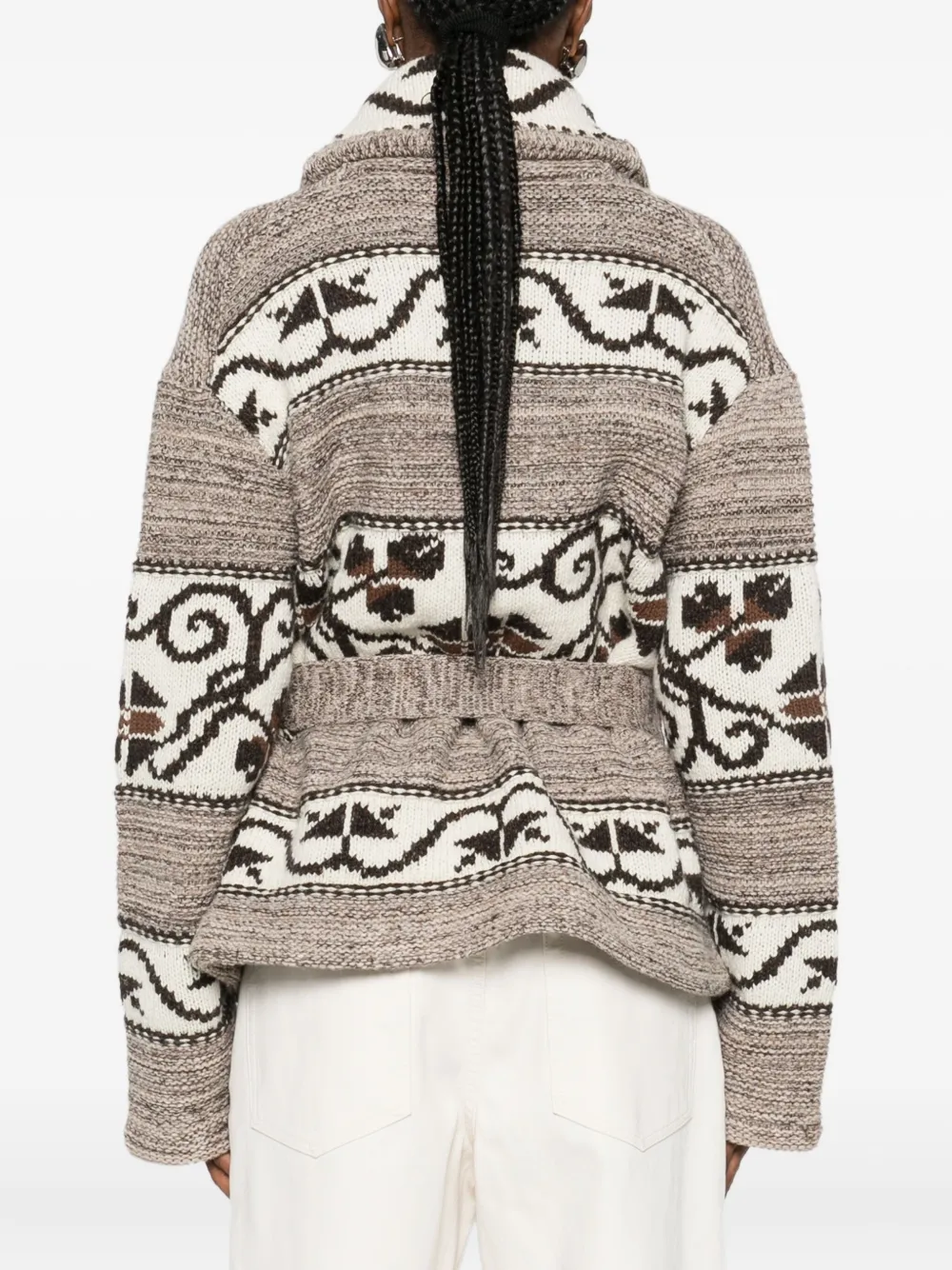 Polo Ralph Lauren Wool Blend-long Sleeve-shawl Collar Cardigan Natural Multi In Brown