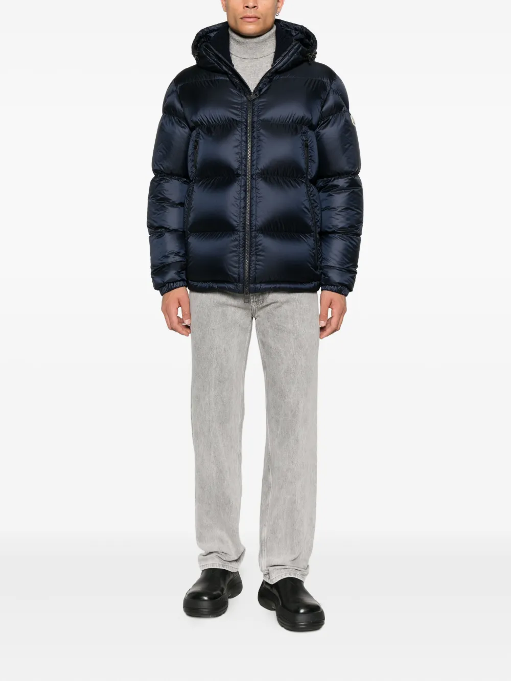 Moncler hooded zip-fastening coat - Blauw