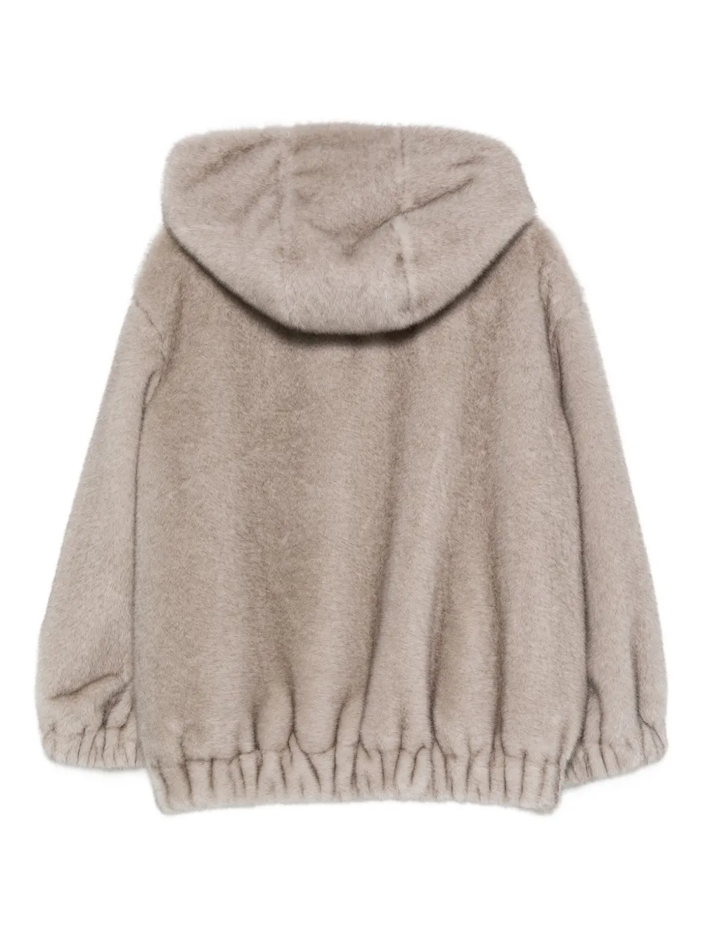 Antonelli Long-sleeved Hooded Fur Coat In Gray
