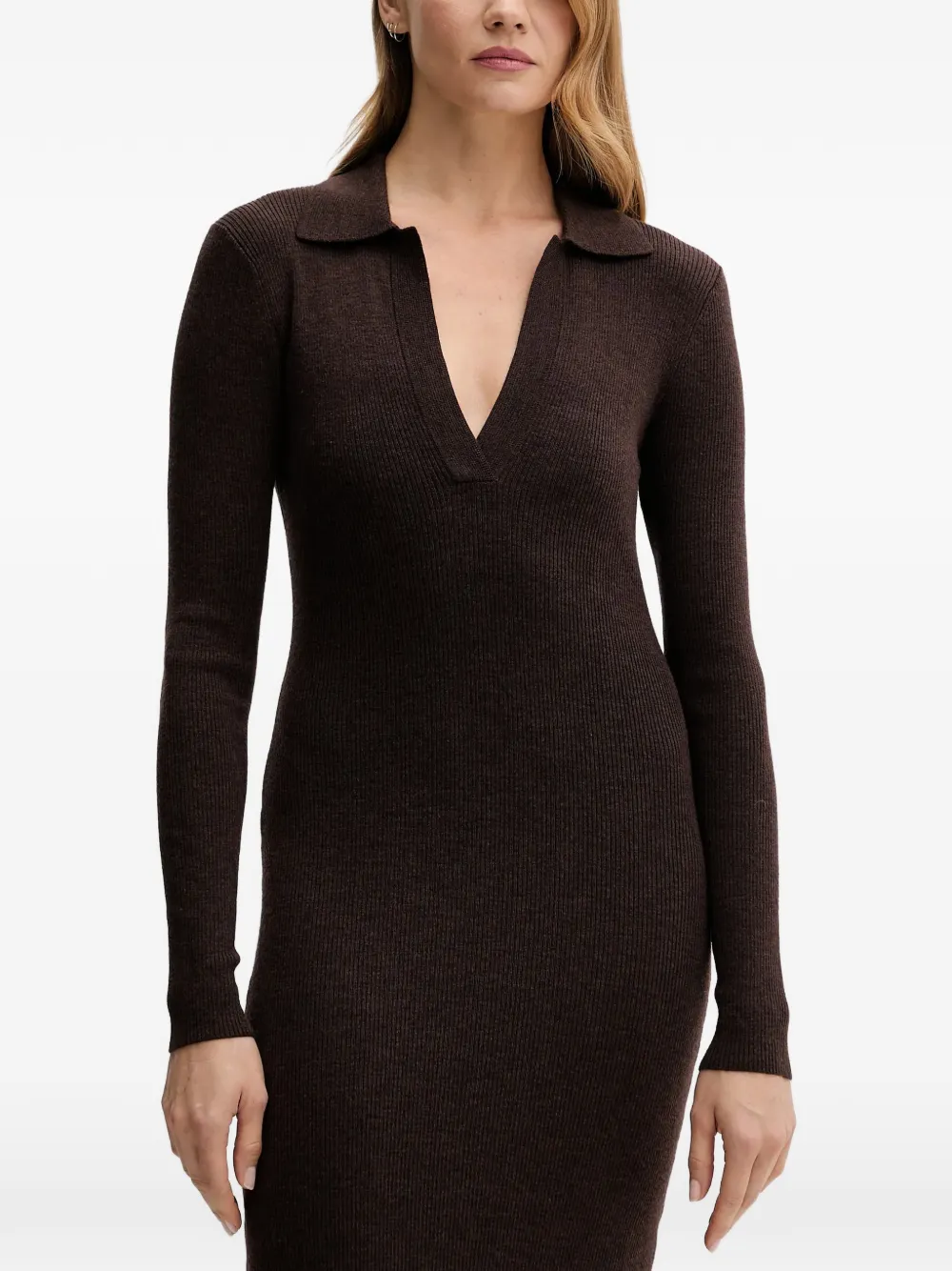 MC2 Saint Barth Midi-jurk met V-hals Bruin