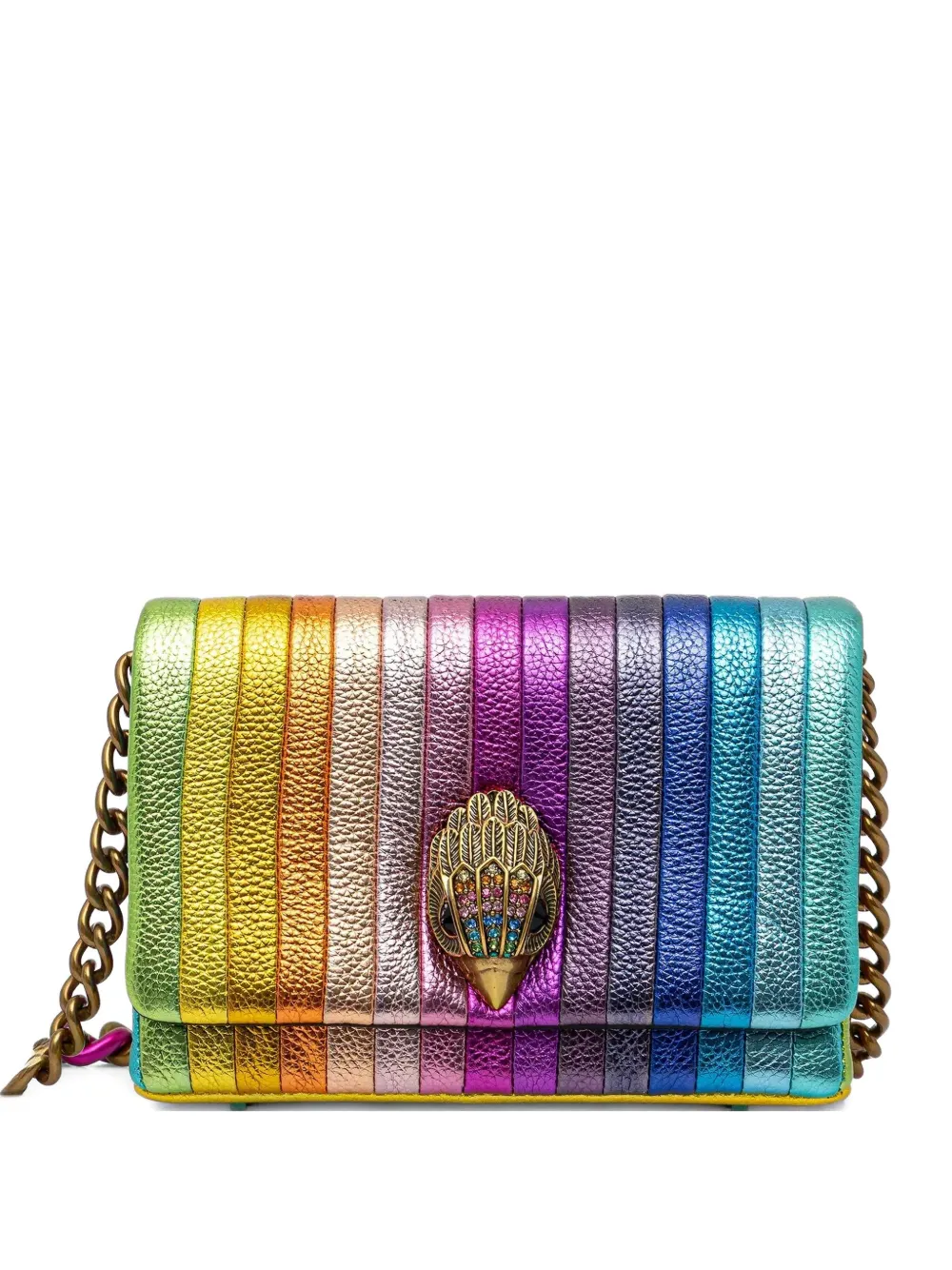Kurt Geiger Embellished Striped Cross Body Bag In Blue